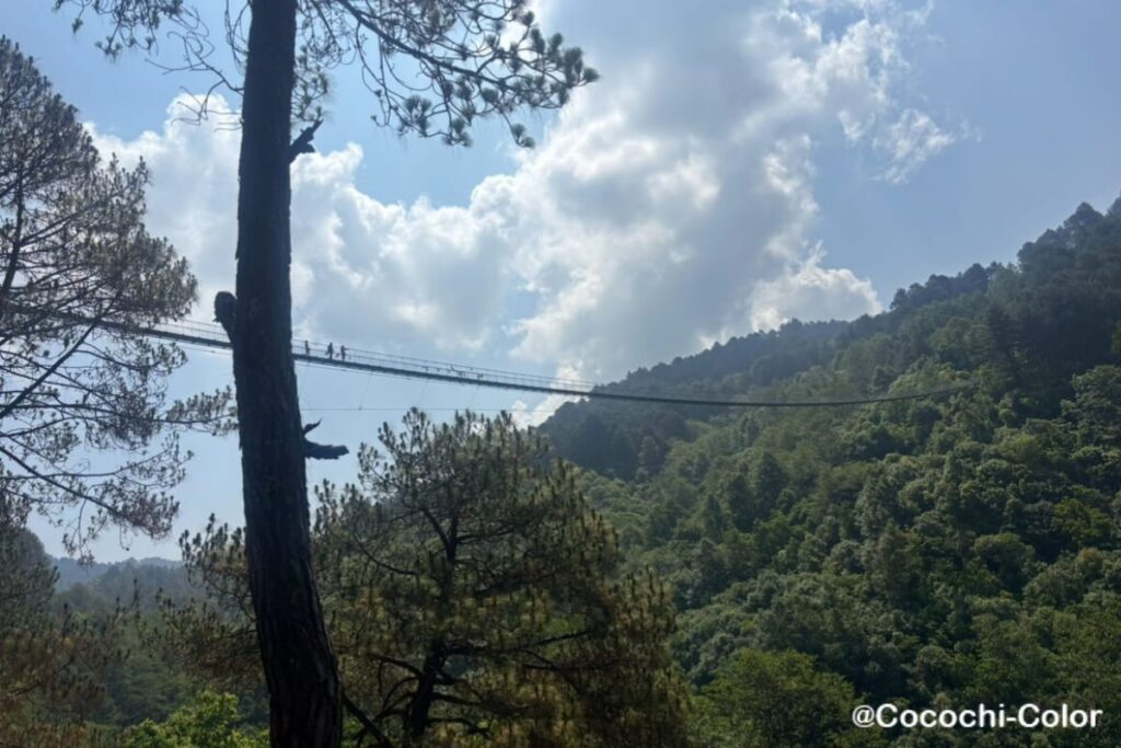 ネパール・ナガルコットの大きな吊り橋『Bageshwori Nagarkot Suspension Bridge』横から