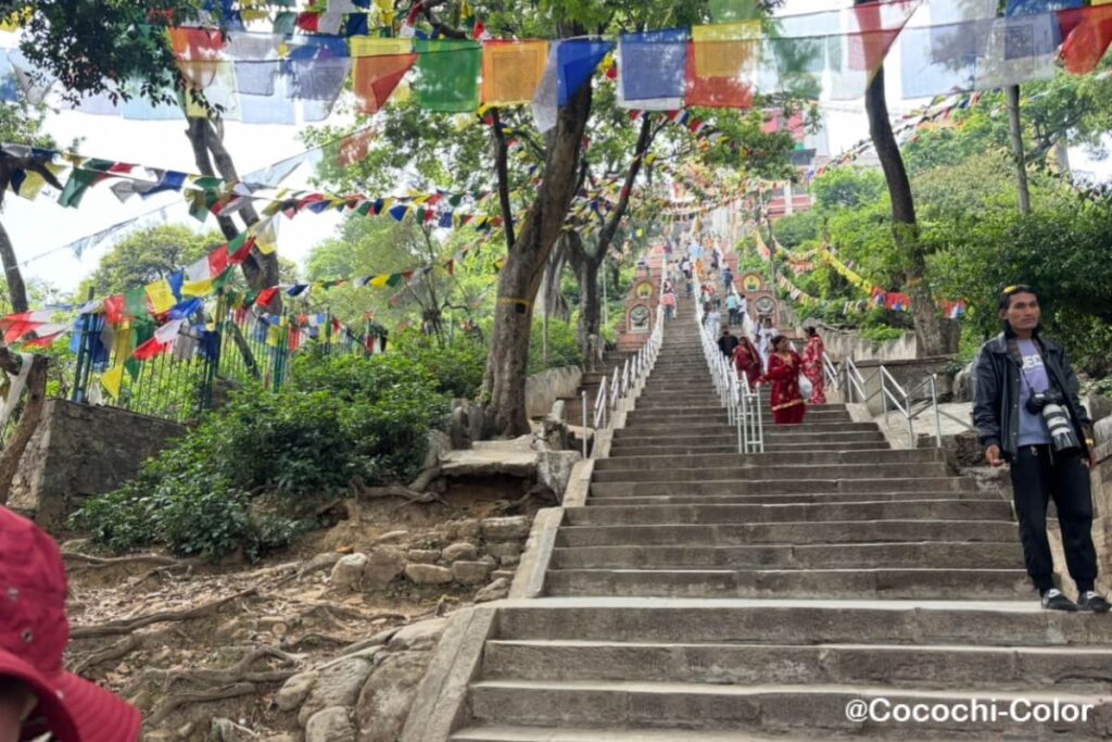 ネパール・カトマンズ 「Swoyambhu Mahachaitya」モンキーテンプル階段