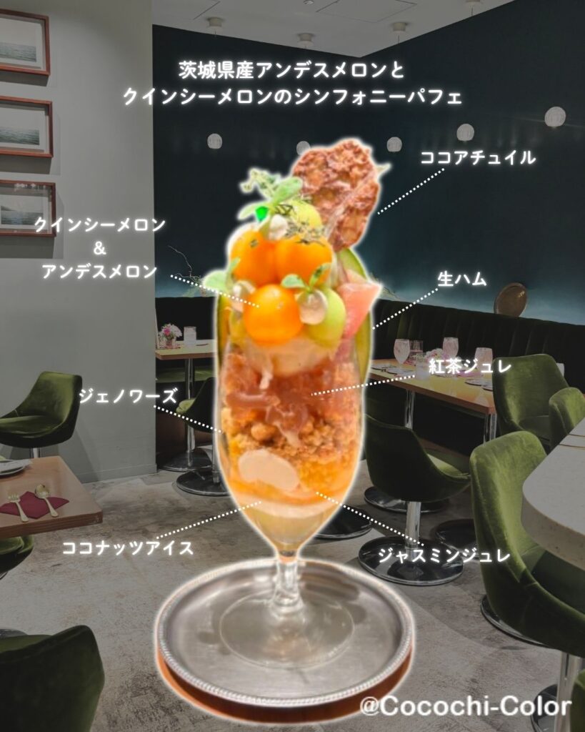 横浜フルーツパフェ・Nood eのメロンパフェ全体像と詳細